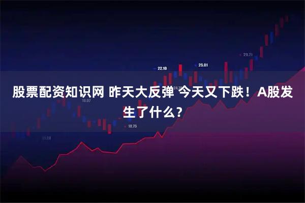 股票配资知识网 昨天大反弹 今天又下跌！A股发生了什么？